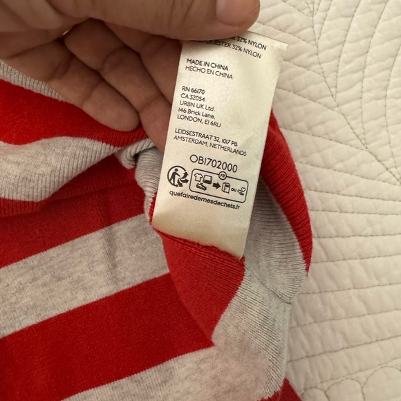 Free People Coastal Striped Cherry Gray Pullover- Size XL - Picture 9 of 10